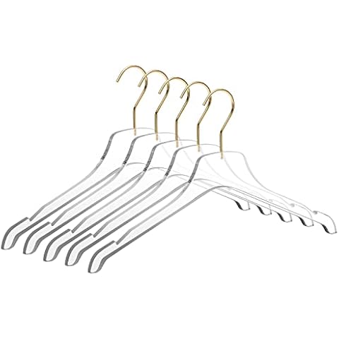 Home Cube USA Homecube Usa Elegant Acrylic Clear Hangers With Gold Wide  Hook, Heavy Duty Suit Hanger With Clips