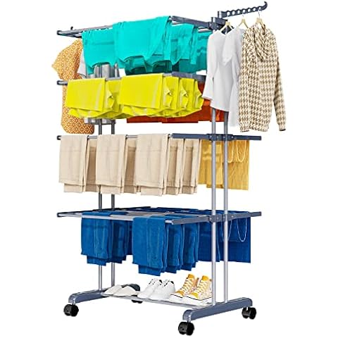Household Essentials 5001 Collapsible Folding Wooden Clothes Drying Rack  For Laundry | Pre Assembled