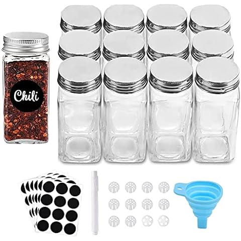  CZZGSM 12 Pcs Glass Spice Jars With 296 Spice Labels