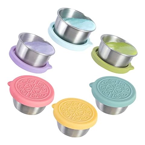 Salad Dressing Container, Food Container Sets Sauce Cups Reusable Leakproof  304 Stainless Steel Condiment Containers Dipping Sauce Cups with Silicone  Lids 70ml 6 colors 6pcs/pack