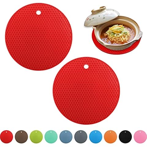 Extra Large, Extra Thick Rectangular Silicone Trivet Mat Set for Hot  Dishes,Pots and Pans, Kitchen Hot Pads for Countertop and Table,Dishing  Drying Mats, Set of 2 (Merlot Red) 