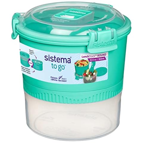  Sistema 1.24L Lunch Stack Square to Go Assorted Colours,  Polypropylene, 1.24 Litre : Home & Kitchen