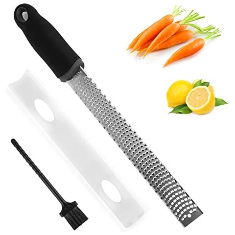 Zekpro Parmesan Cheese Sharp Zester for Vegetables, Fruits Dishwasher Safe Black Handle