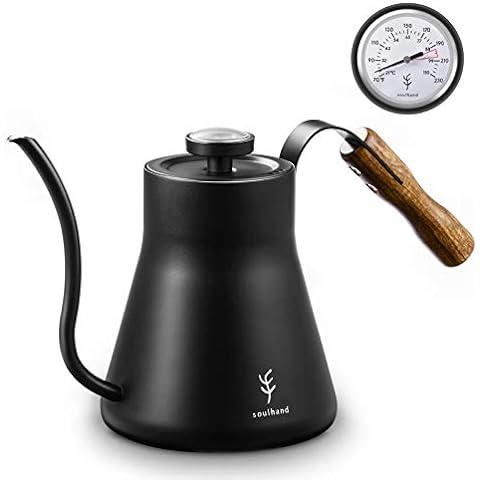 Gooseneck Kettle with Thermometer - Stainless Steel - 37oz 1.1L - Pouring