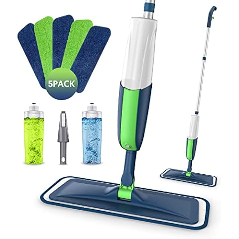 Bonpally 18 Microfiber Mop Floor Cleaning System, Flat Mop for Hardwood  Floors, Floor Scrub Brush with 57 Telescopic Handle, 2 in 1 Scrape  Squeegee