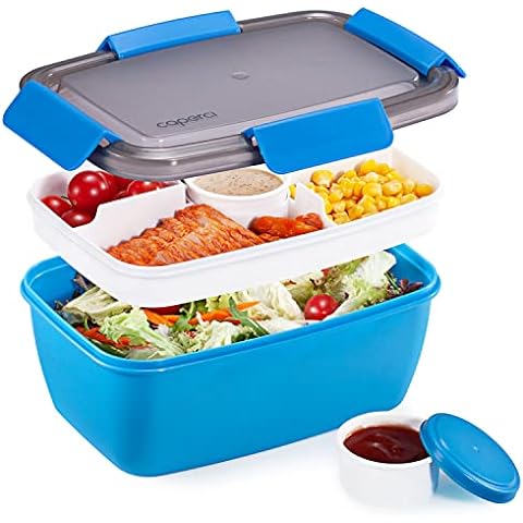 TeTeBak Bento Box - 3-Compartment Reusable Bento Lunch Box for Work, and  Travel, Food Prep Containers, Snack Containers, Portion Control Bento Lunch