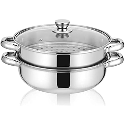 MANO Steamer Pot for Cooking 11 inch Steam Pots with Lid 2-tier  Multipurpose Stainless Steel Steaming Pot Cookware with Handle for  Vegetable