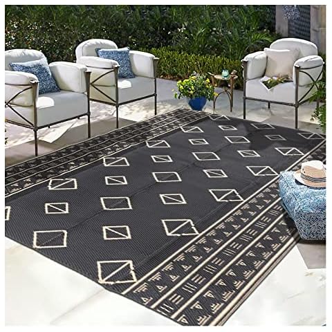 HIHEGD Outdoor Rug 9x12 for Patio Camping RV, Waterproof Reversible Mat,  Plastic Straw Rug for Indoor Outdoor Patio Clearance, Porch, Deck,  Backyard