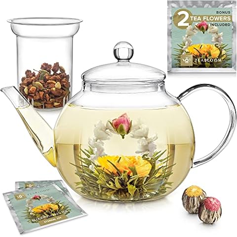 Ovente Glass Teapot with Removable Stainless-Steel Infuser, Freezer, Stove,  & Dishwasher Safe, Durable and Easy