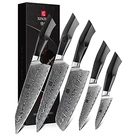 SANDEWILY 3 Piece Japanese Ultra Sharp Kitchen Chef Knife Set Pro German  High Carbon Stainless Steel(7CR17MOV) with Sheaths & Gift Box Black Handle
