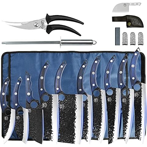 XYJ Portable Chef Knife Set Professional,Since 1986,10-inch Vegetable  Cooking Knife With Leather Sheath,Tiny Knives,Slaughter Butcher Camping  Knives For Kitchen Outdoor,Full Tang,High Carbon Steel