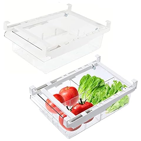 MineSign Plastic Storage Containers Square Handle Food Storage Organizer Boxes with Lids for Refrigerator Fridge Cabinet Desk (Set of 2 Organizers