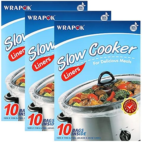 OOFLAYE 32 Counts Slow Cooker Liners Small Size( 11 x 16 inch) Kitchen Disposable Cooking Bags Fits 1 to 3 Quarts Safe for Oval or Round