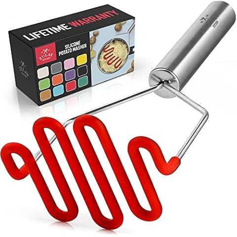 Joyoldelf Potato Masher, Stainless Steel Heavy Duty Food Masher, Non-Slip Handle Kitchen Tool for Beans, Avocado, Silicone,Vegetables,Friut, Size